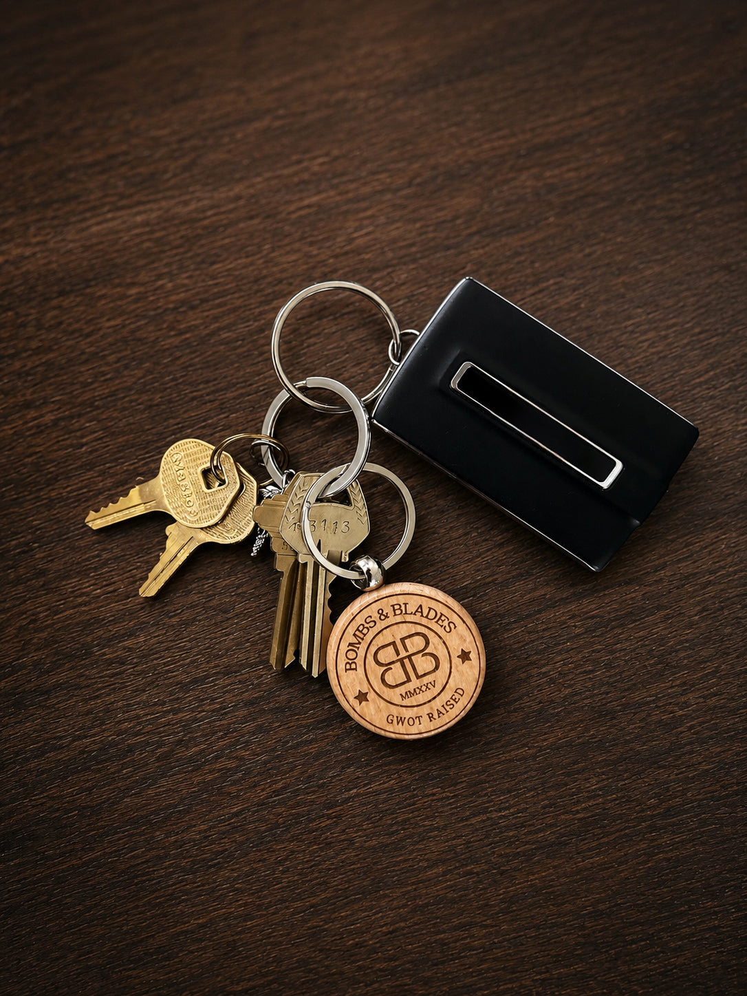 B&B wooden keychain