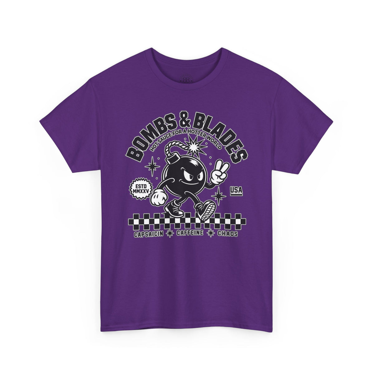 Bombs & Blades Skate Tee — Vintage Bomb Character T‑Shirt
