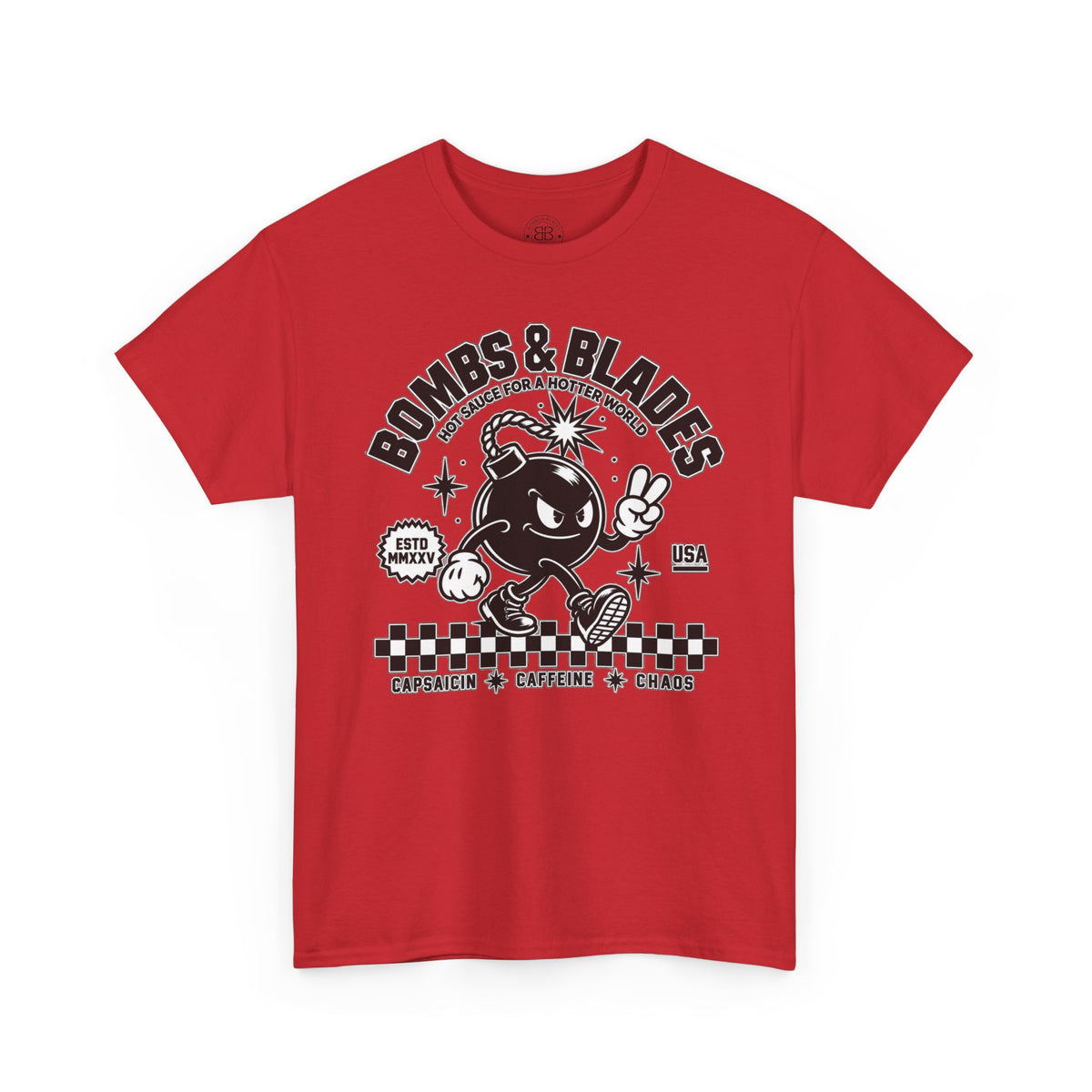 Bombs & Blades Skate Tee — Vintage Bomb Character T‑Shirt