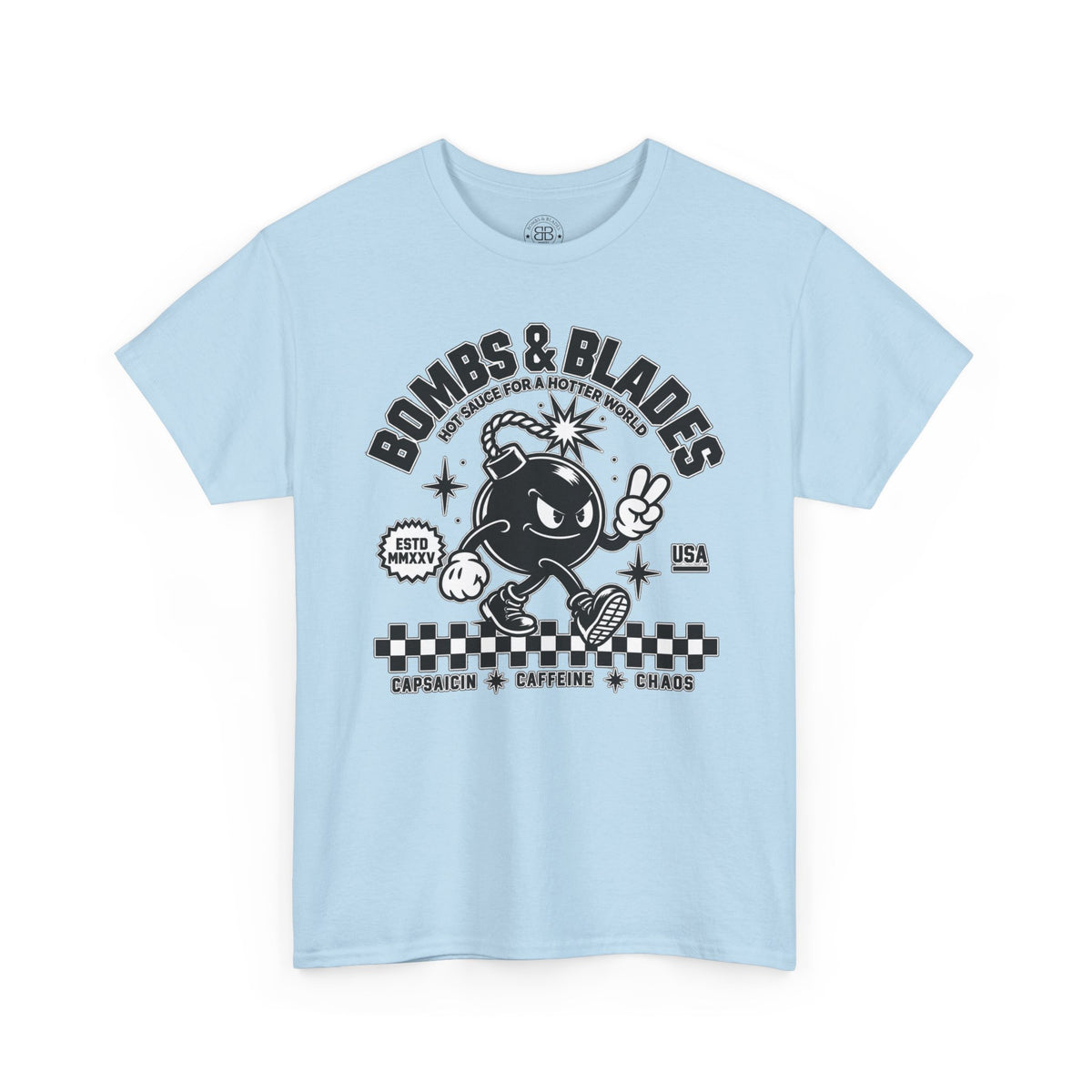 Bombs & Blades Skate Tee — Vintage Bomb Character T‑Shirt