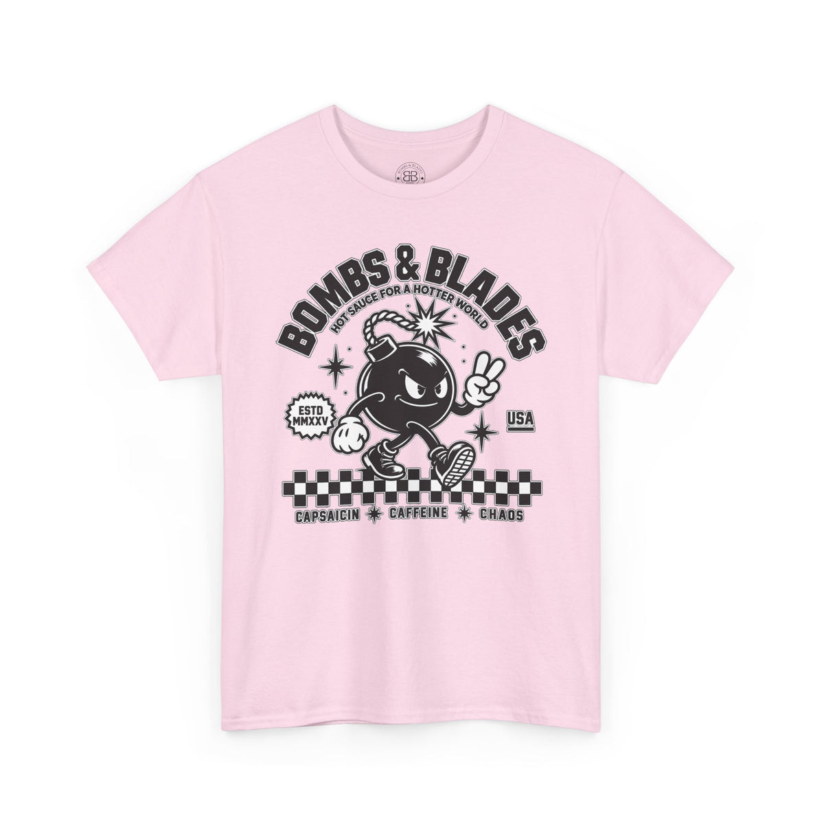 Bombs & Blades Skate Tee — Vintage Bomb Character T‑Shirt