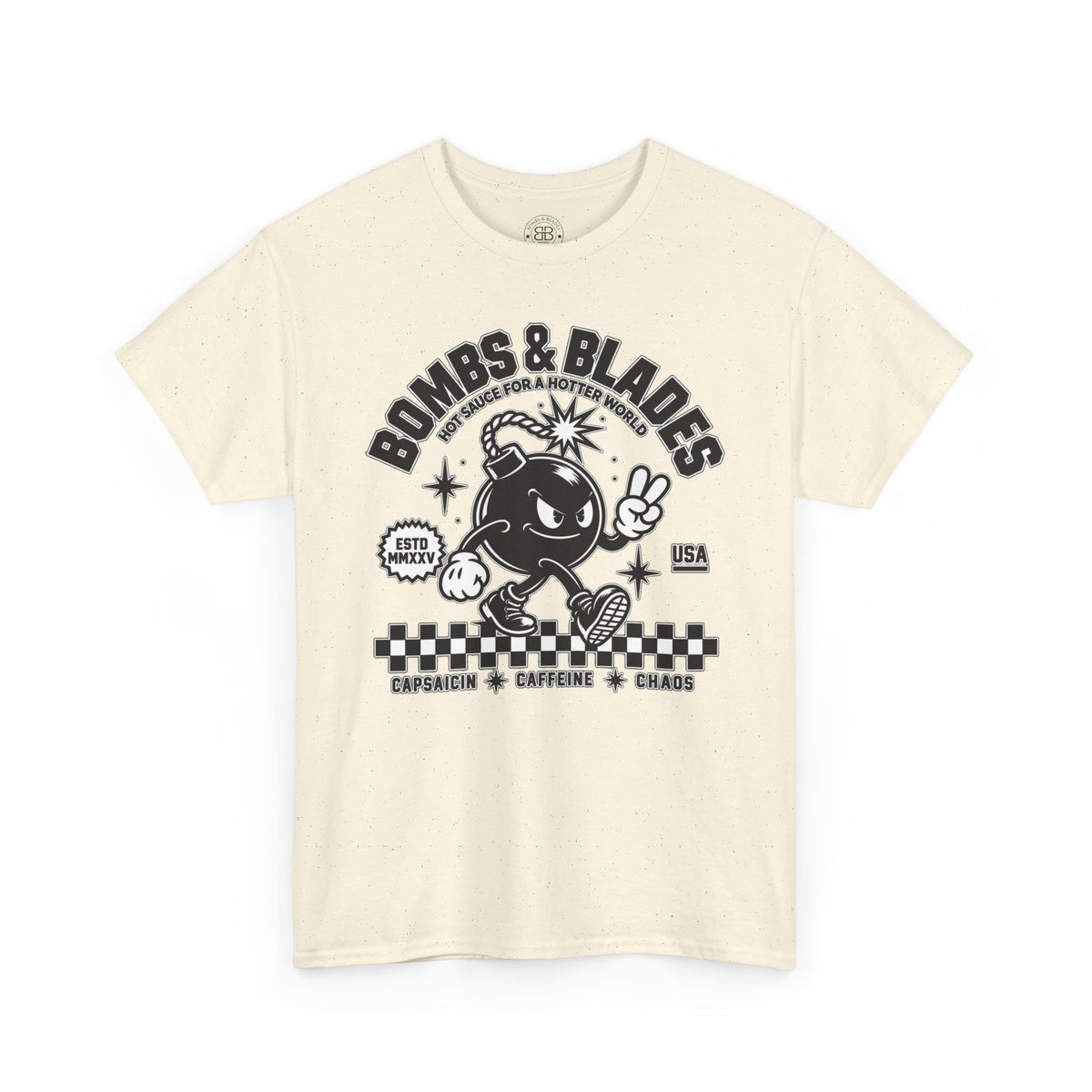 Bombs & Blades Skate Tee — Vintage Bomb Character T‑Shirt