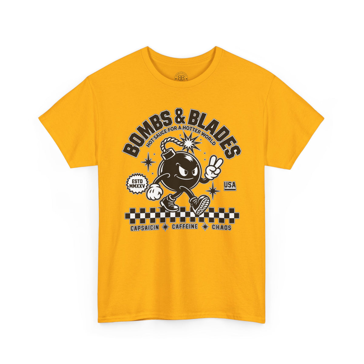 Bombs & Blades Skate Tee — Vintage Bomb Character T‑Shirt