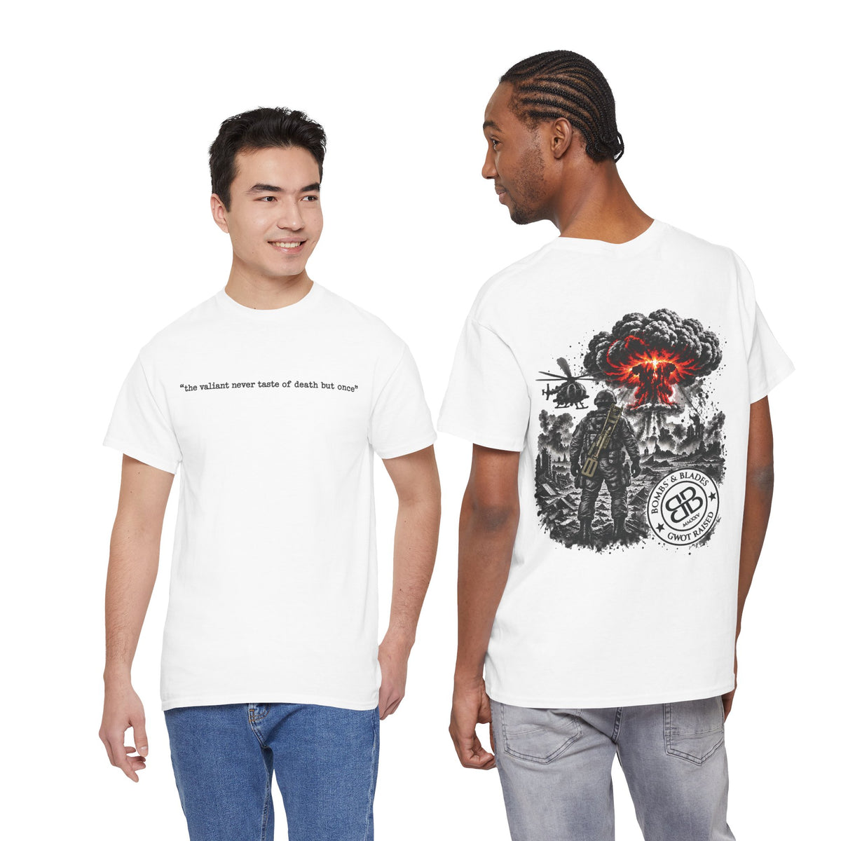 Apocalyptic Soldier T-Shirt — "the valiant never taste of death but once" Graphic Tee