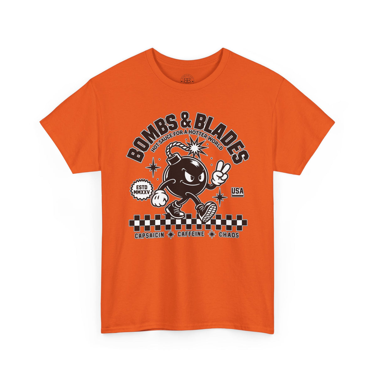 Bombs & Blades Skate Tee — Vintage Bomb Character T‑Shirt