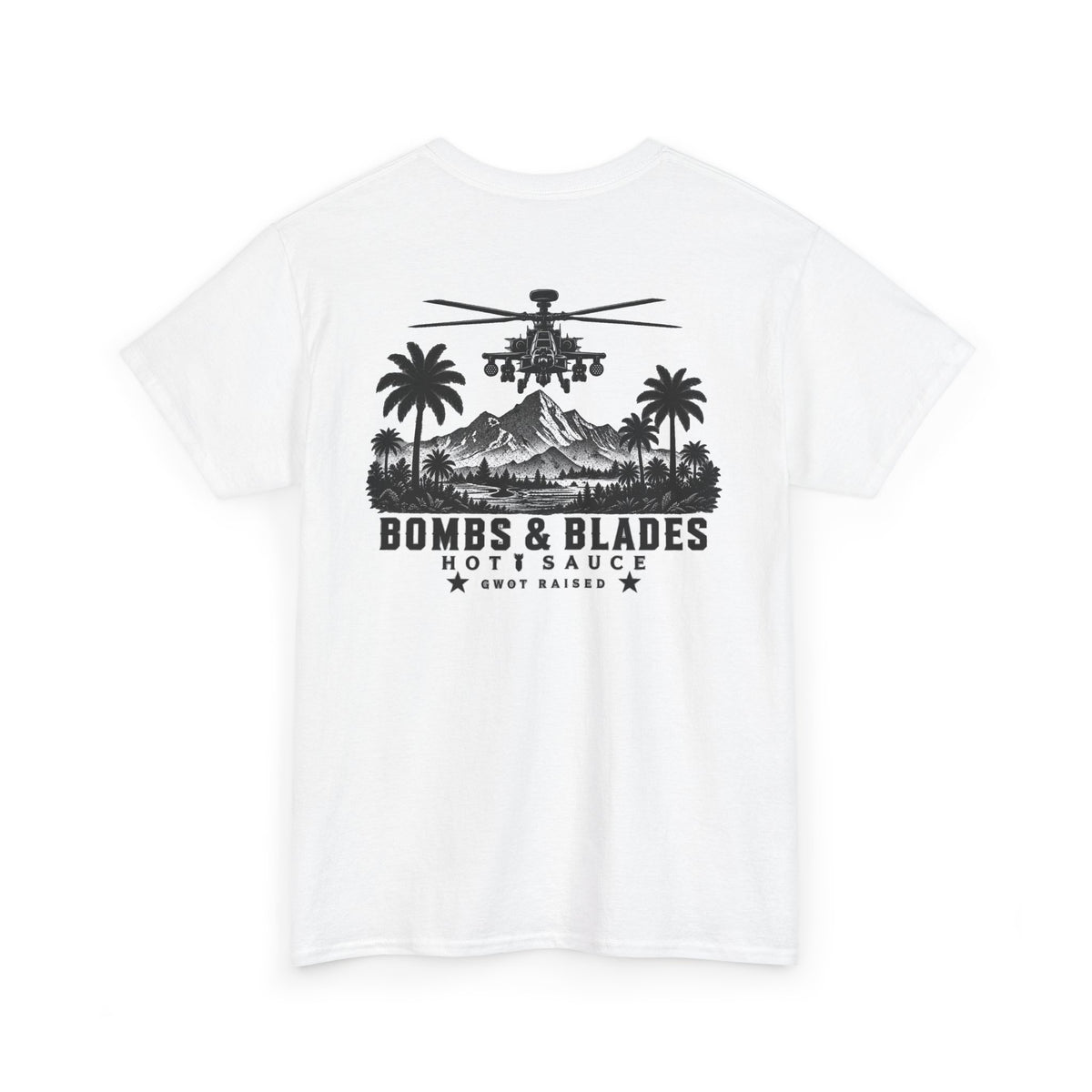 Bombs & Blades Tee — Vintage Helicopter Logo T‑Shirt