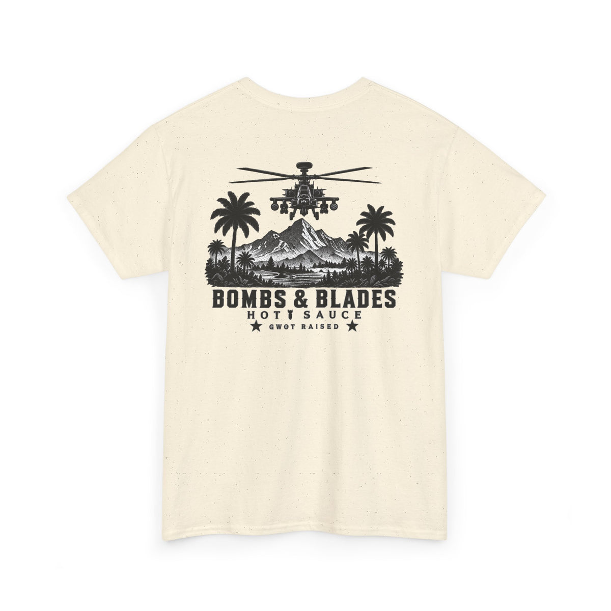 Bombs & Blades Tee — Vintage Helicopter Logo T‑Shirt