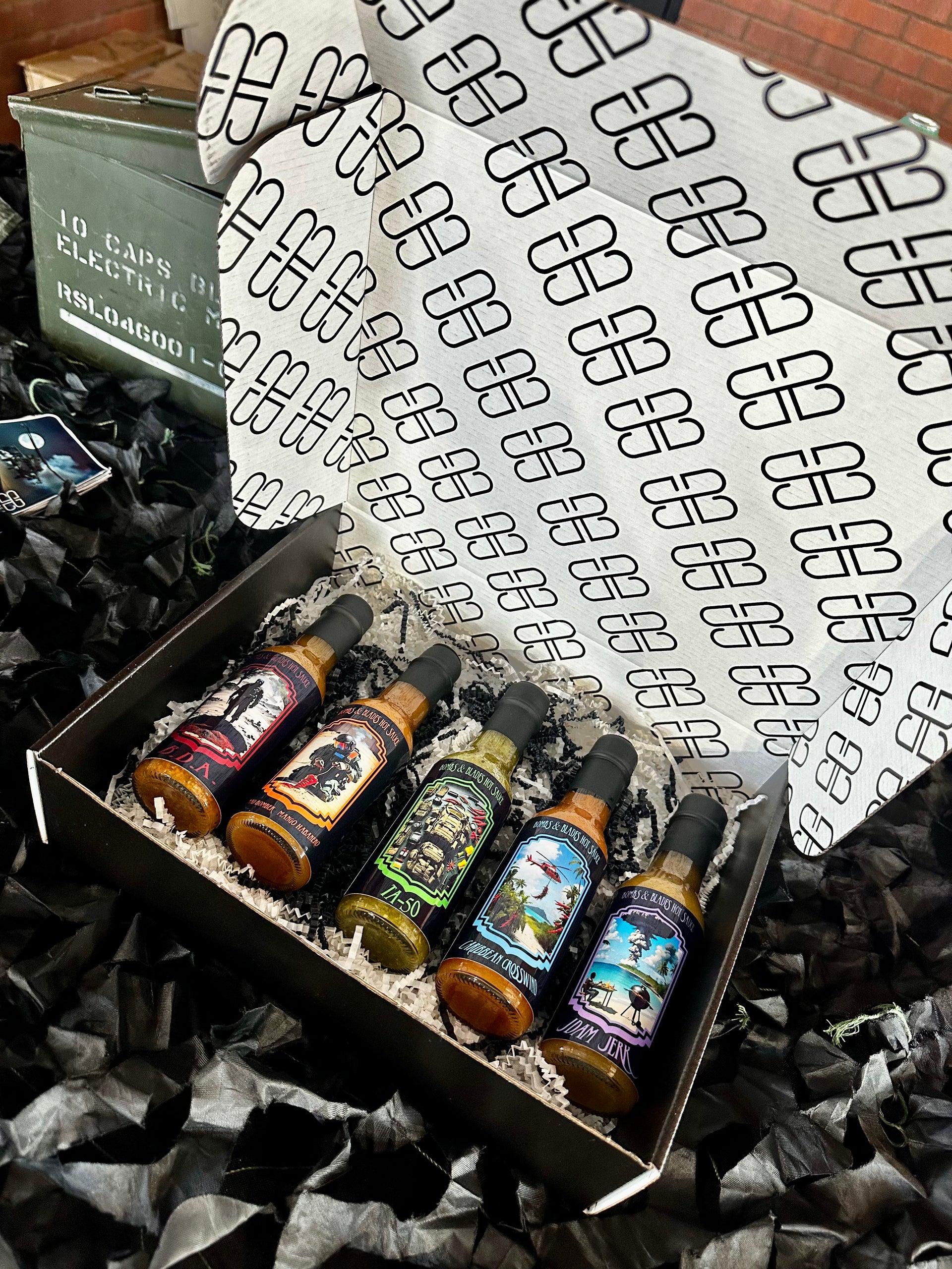 Mix & Match 5 pack gift box – Bombs & Blades Hot Sauce