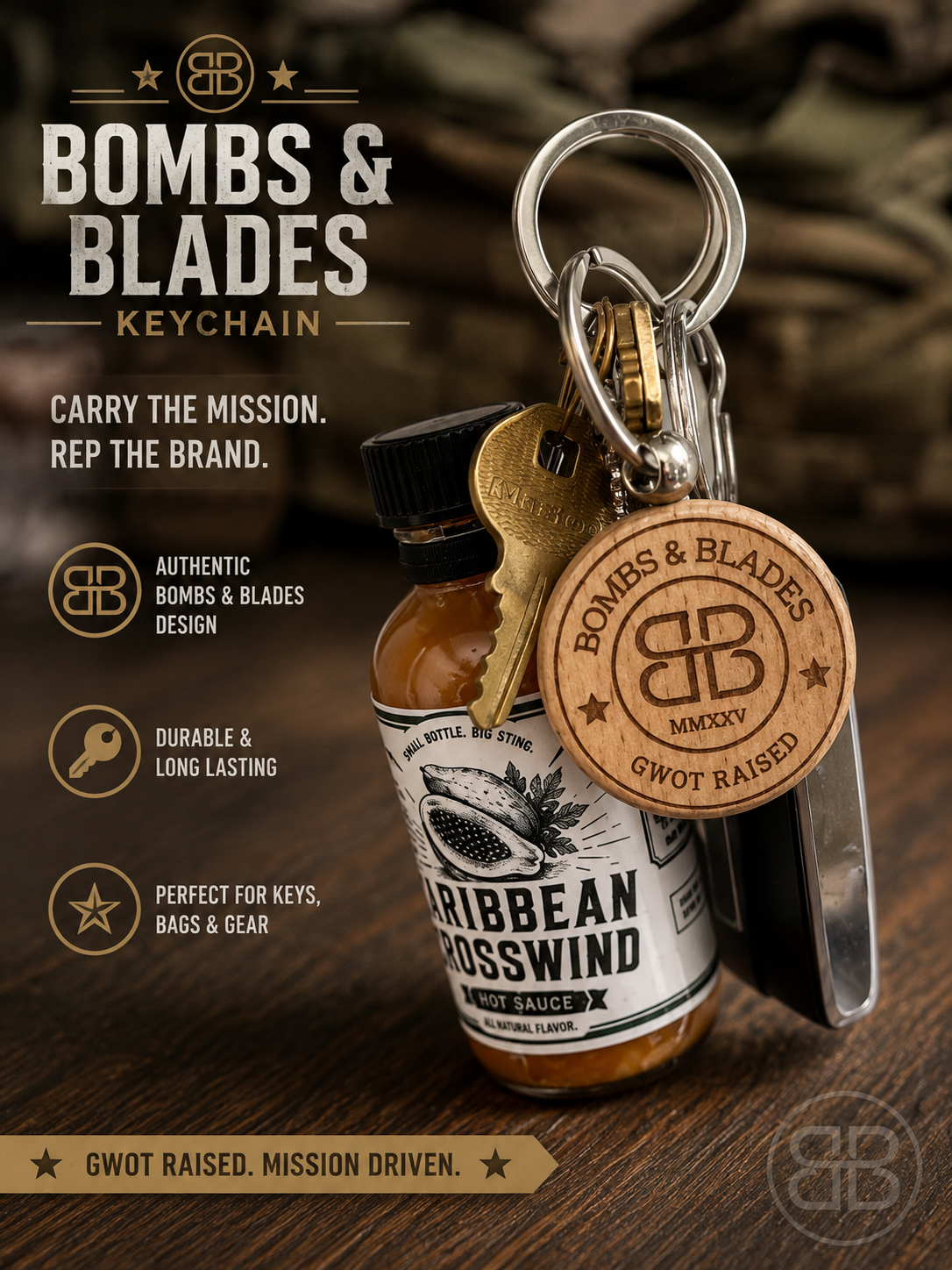 B&B wooden keychain
