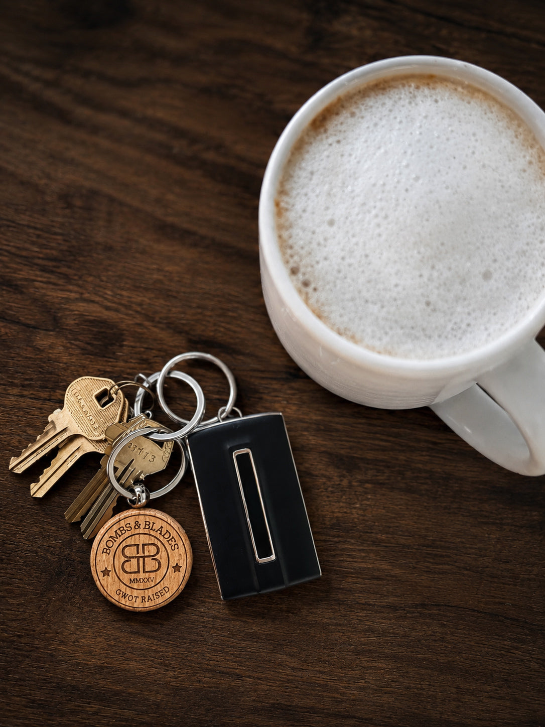 B&B wooden keychain